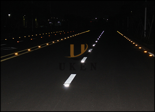 reflective road studs on motorway